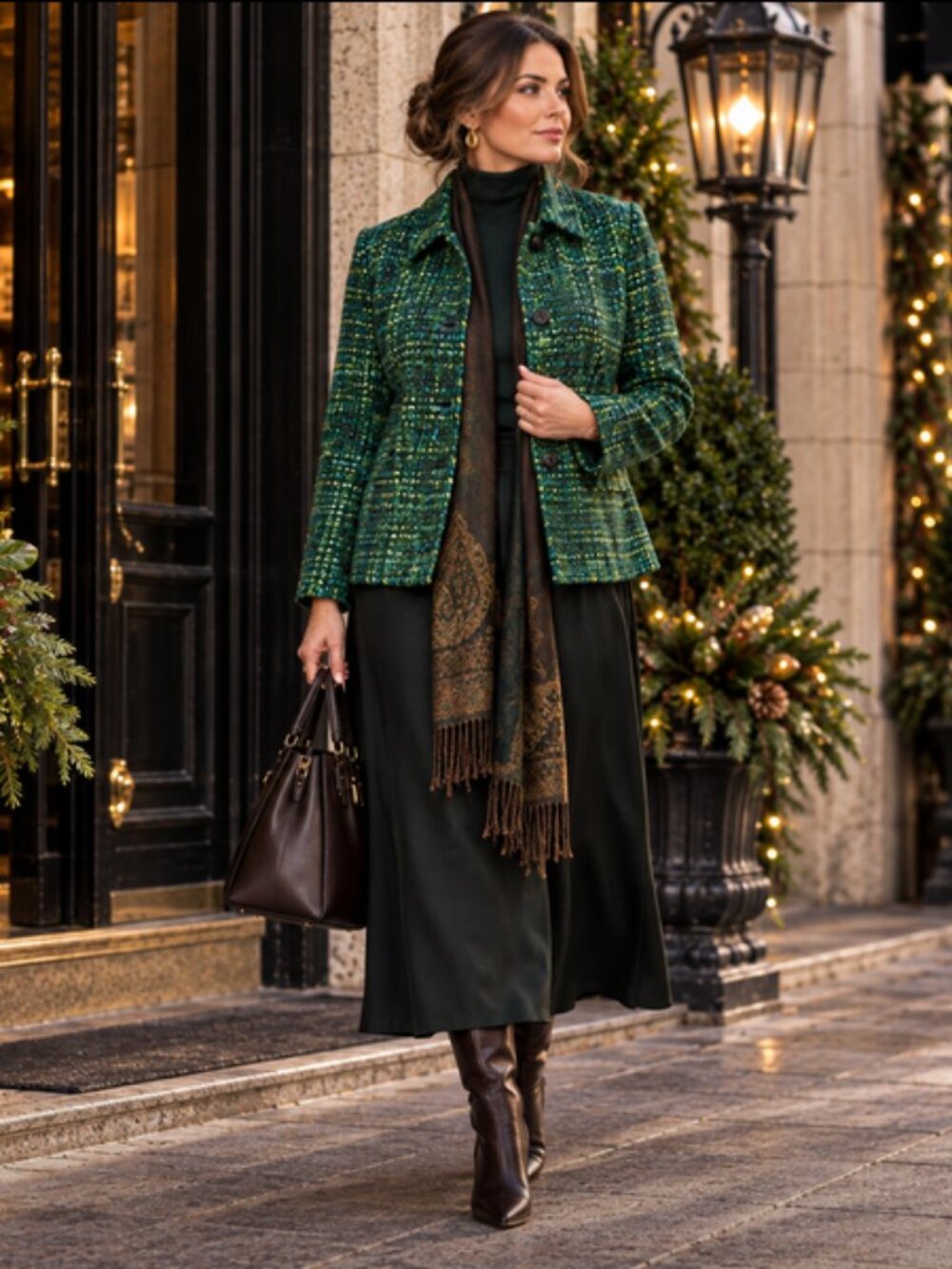 Appleseed’s Jewel Tone Bouclé Jacket – Emerald Teal Textured Blazer – Size 18